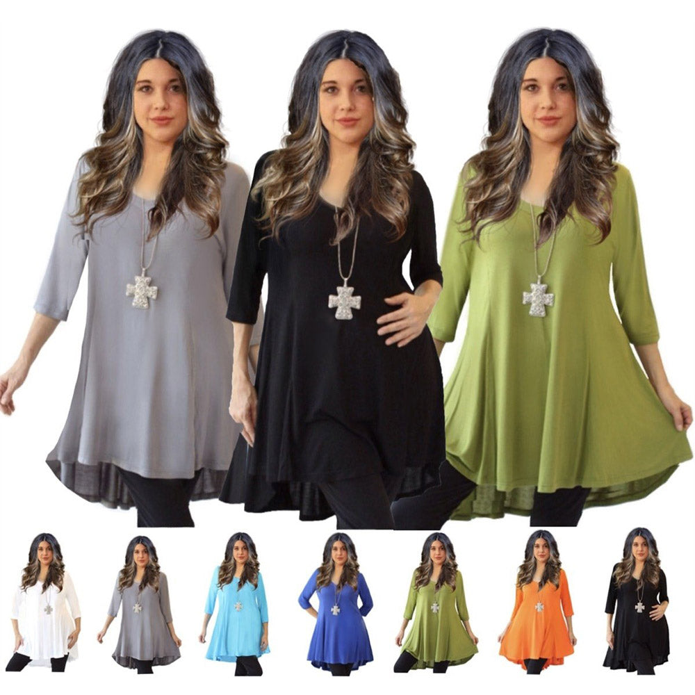 Anastasia Stretch Jersey A Line 3/4 Sleeve Tunic - The Bohemian Closet