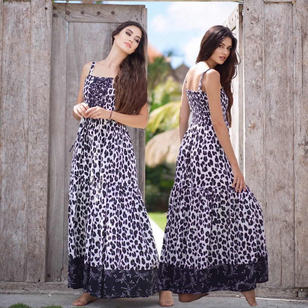 Mariana Boho Lace-Up Bodice Bali Batik Maxi Dress - The Bohemian Closet