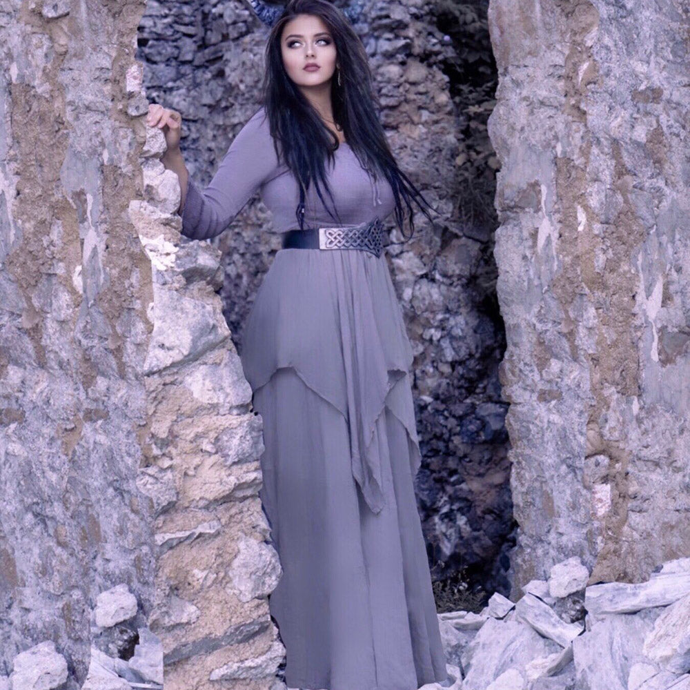 Emilia Goth Top Asym Lace-Up Crinkle Rayon - The Bohemian Closet