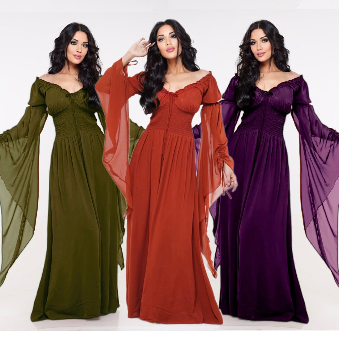 Clarissa Flowing Sleeve Renaissance Romantic Maxi Dress - The Bohemian Closet