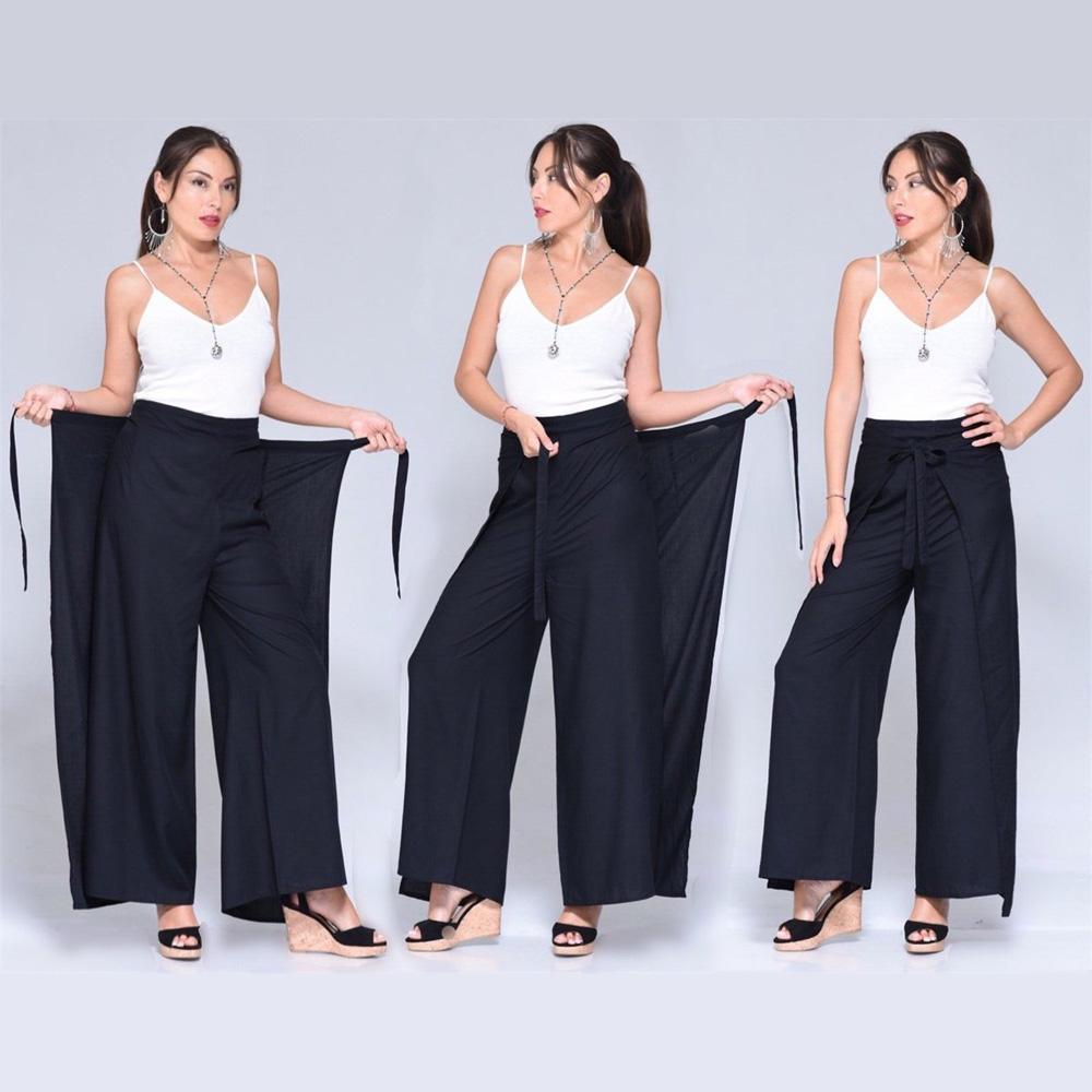 Nicole Wrap Tie Boho Wide Leg Pants - The Bohemian Closet