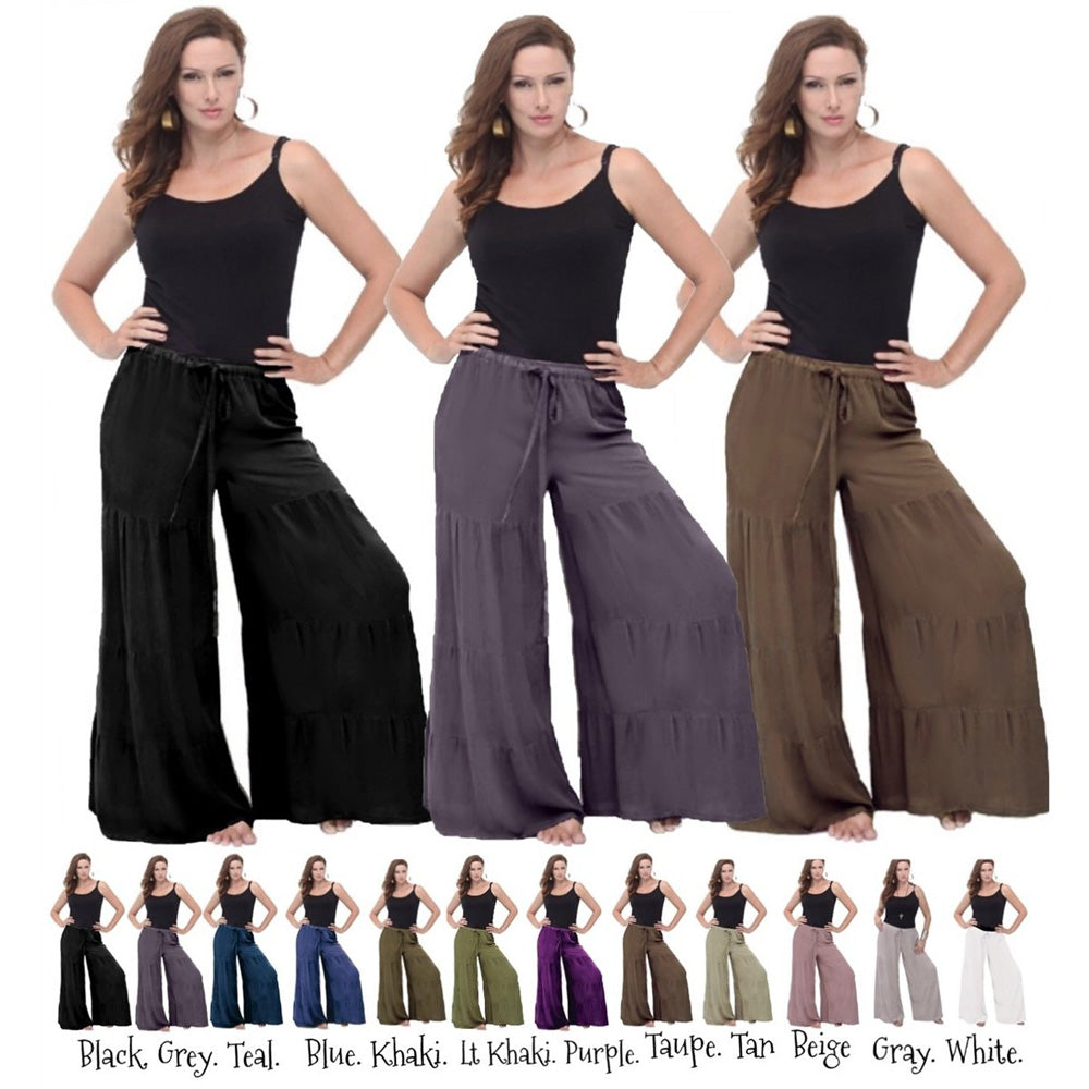 Daniela Wide Leg Ruffled Long Pants - The Bohemian Closet