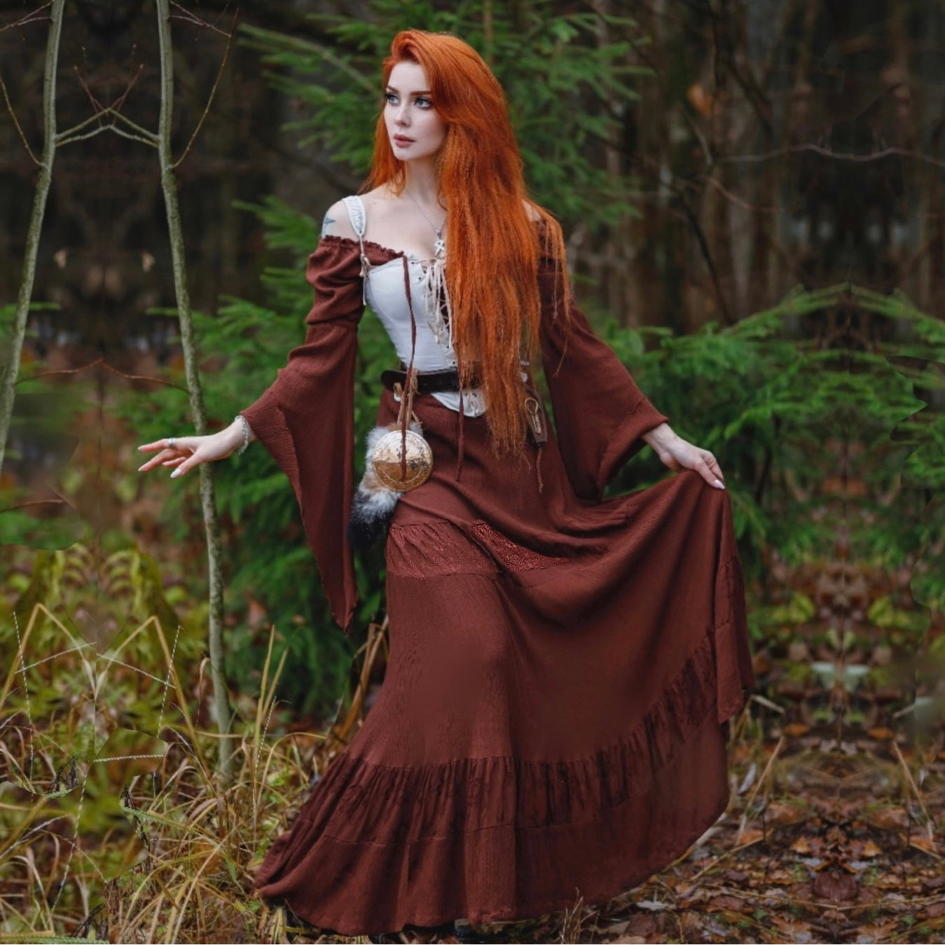Elsa Renaissance Bell Sleeves Elasticized Waist Maxi Dress - The Bohemian Closet