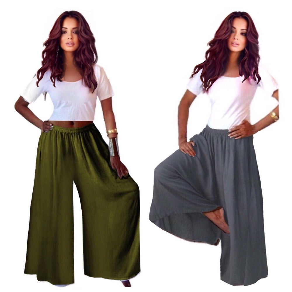 Maggie Gauchos Elastic Waist Palazzo Pants - The Bohemian Closet
