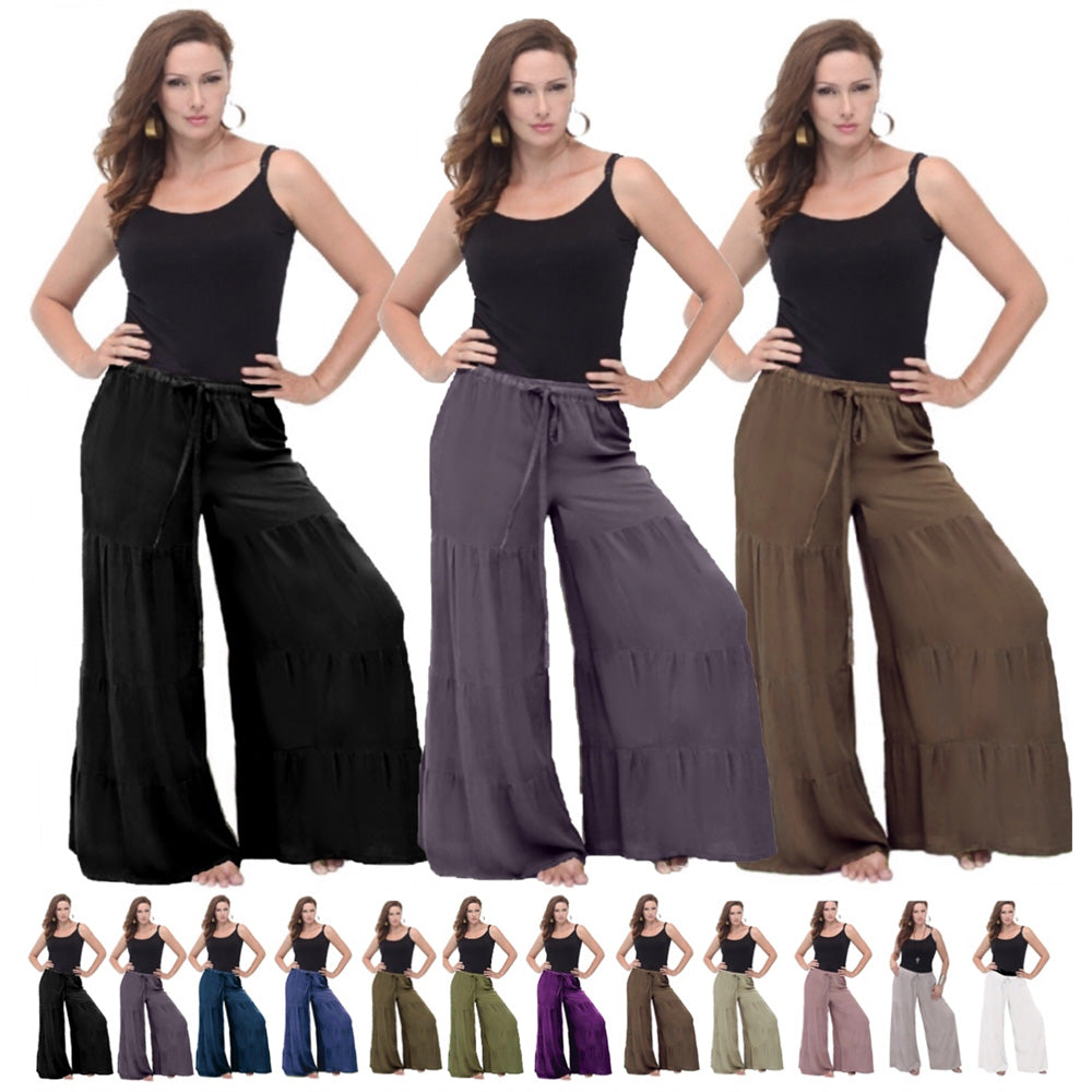 Daniela Wide Leg Ruffled Long Pants - The Bohemian Closet