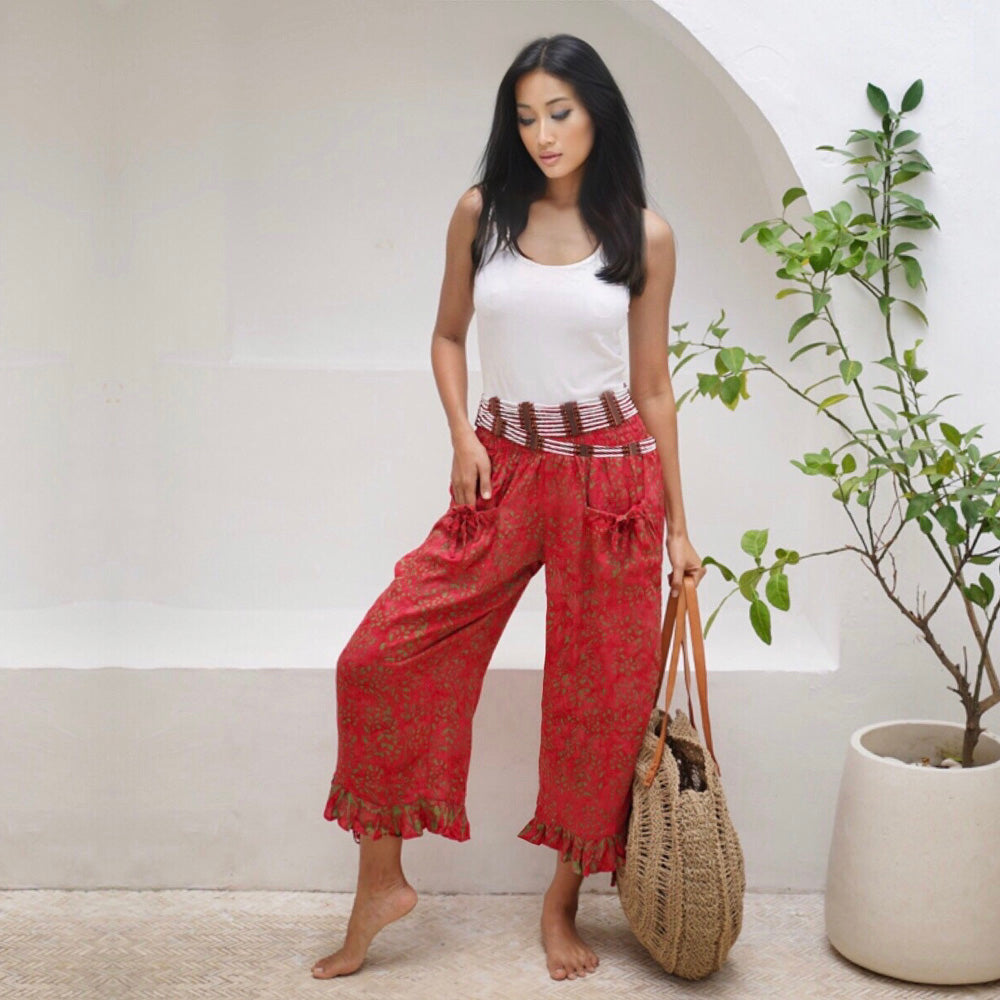 Haven Boho 3/4 Leg Pockets Capri Mid-Calf Crop Pants - The Bohemian Closet