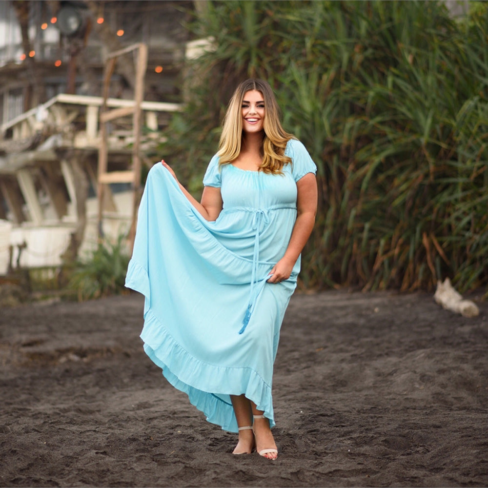 Nayeli Ruffled Short Sleeve Empire Waist Maxi Dress - The Bohemian Closet