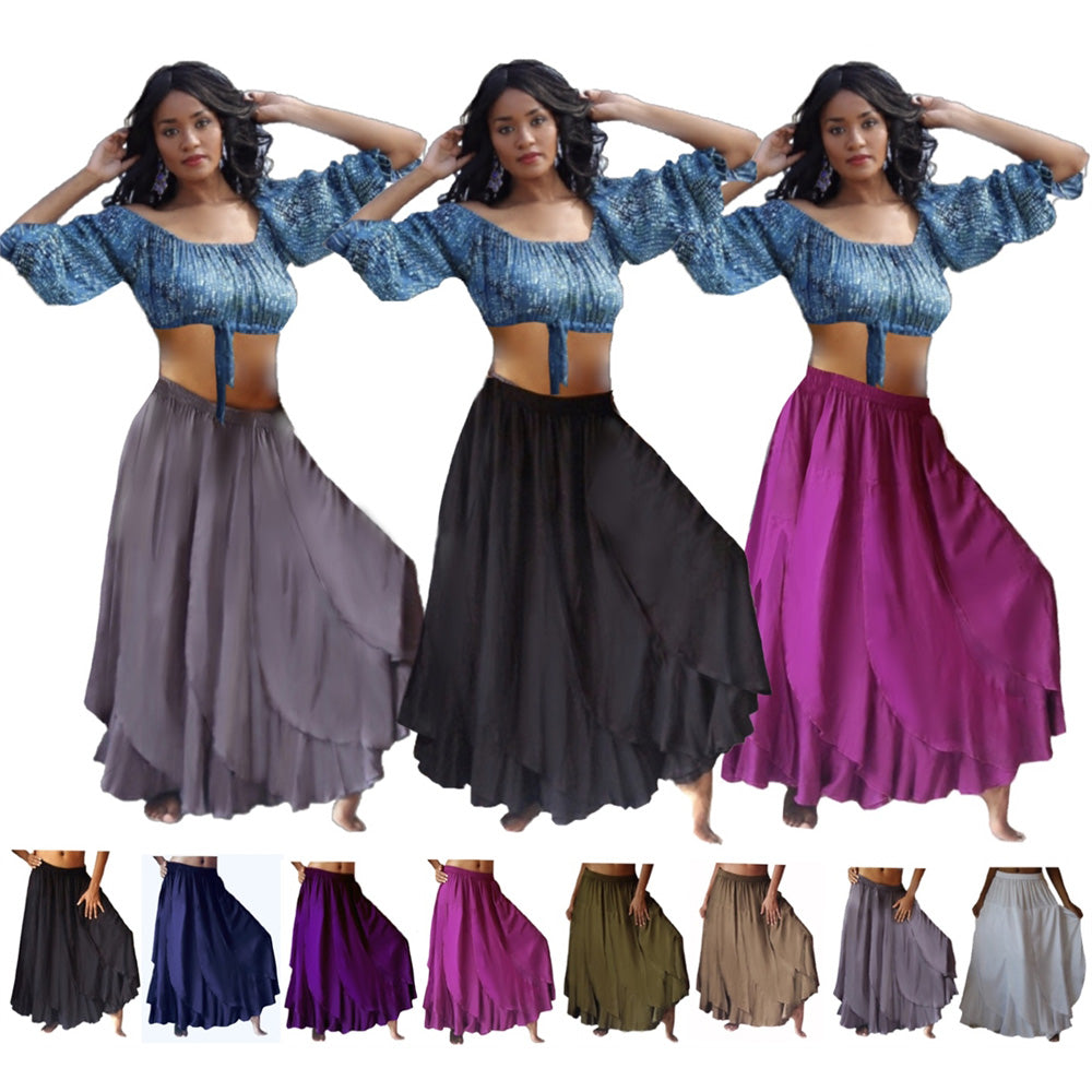 Tessa Bias Cut Ruffle Flounce Maxi Skirt - The Bohemian Closet