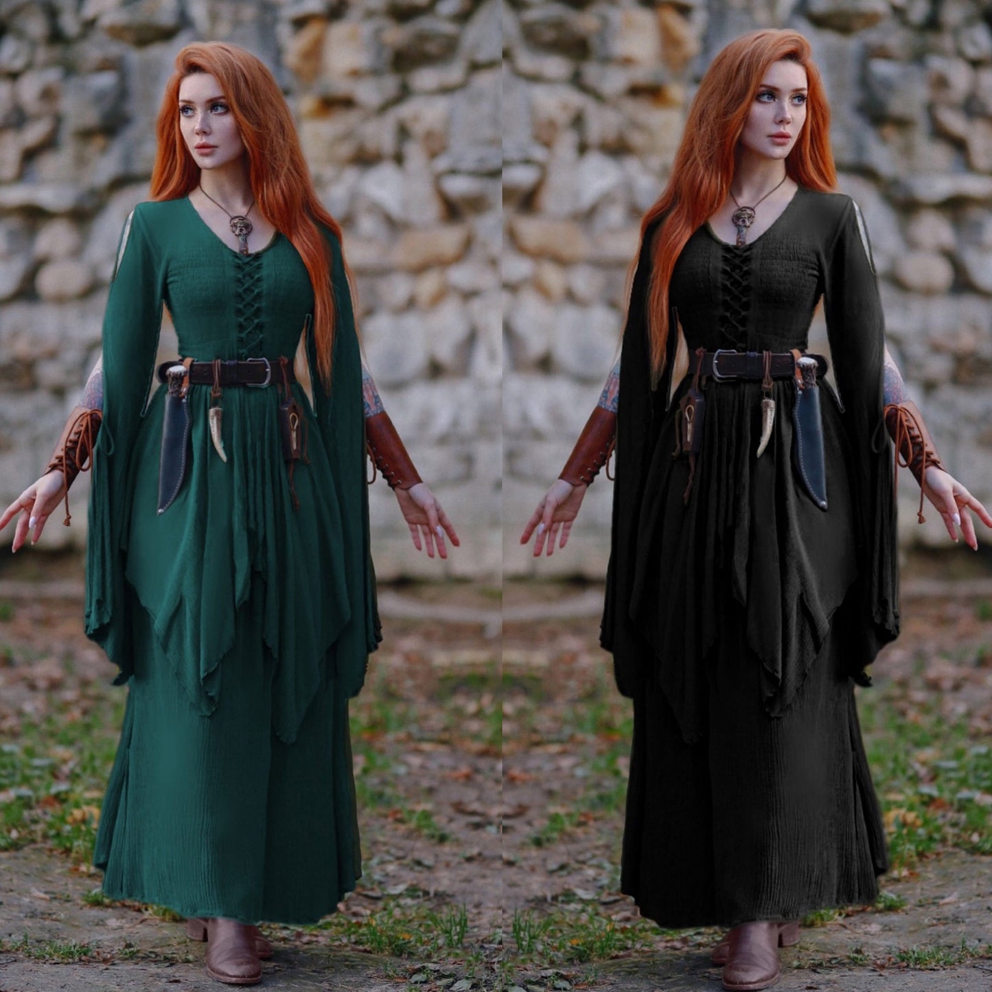 Magdalena Smocked Bodice Ren Faire Lace up Maxi Dress - The Bohemian Closet