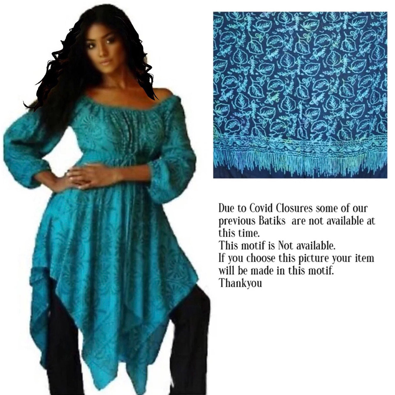 Layla Batik Print with 3/4 Sleeves Peasant Gypsy Blouse - The Bohemian Closet