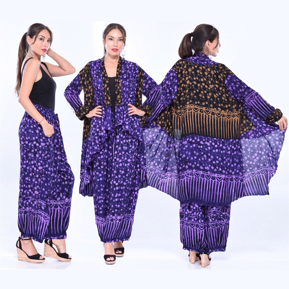 Suzie Art To Wear Layered Asymetric Gauzy Batik Jacket - The Bohemian Closet