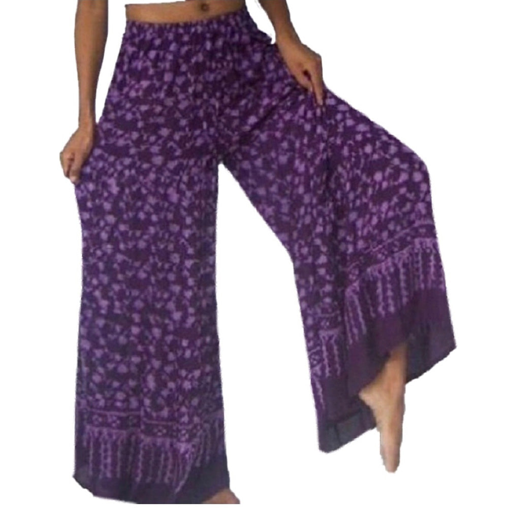 Gabriela Wide Leg Bali Batik Rayon Tiered Pants - The Bohemian Closet