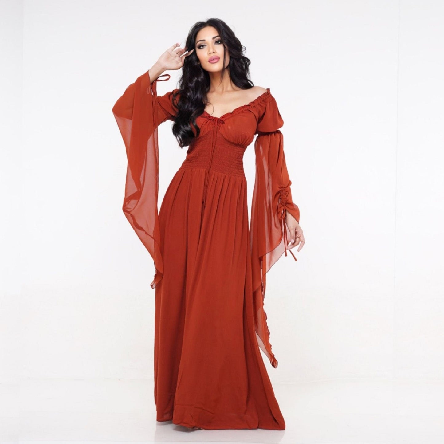 Clarissa Flowing Sleeve Renaissance Romantic Maxi Dress - The Bohemian Closet