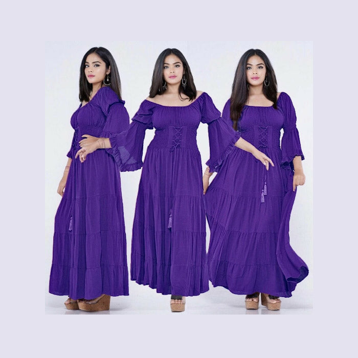 Iliana On Off Shoulder Corset Boho Dress - The Bohemian Closet