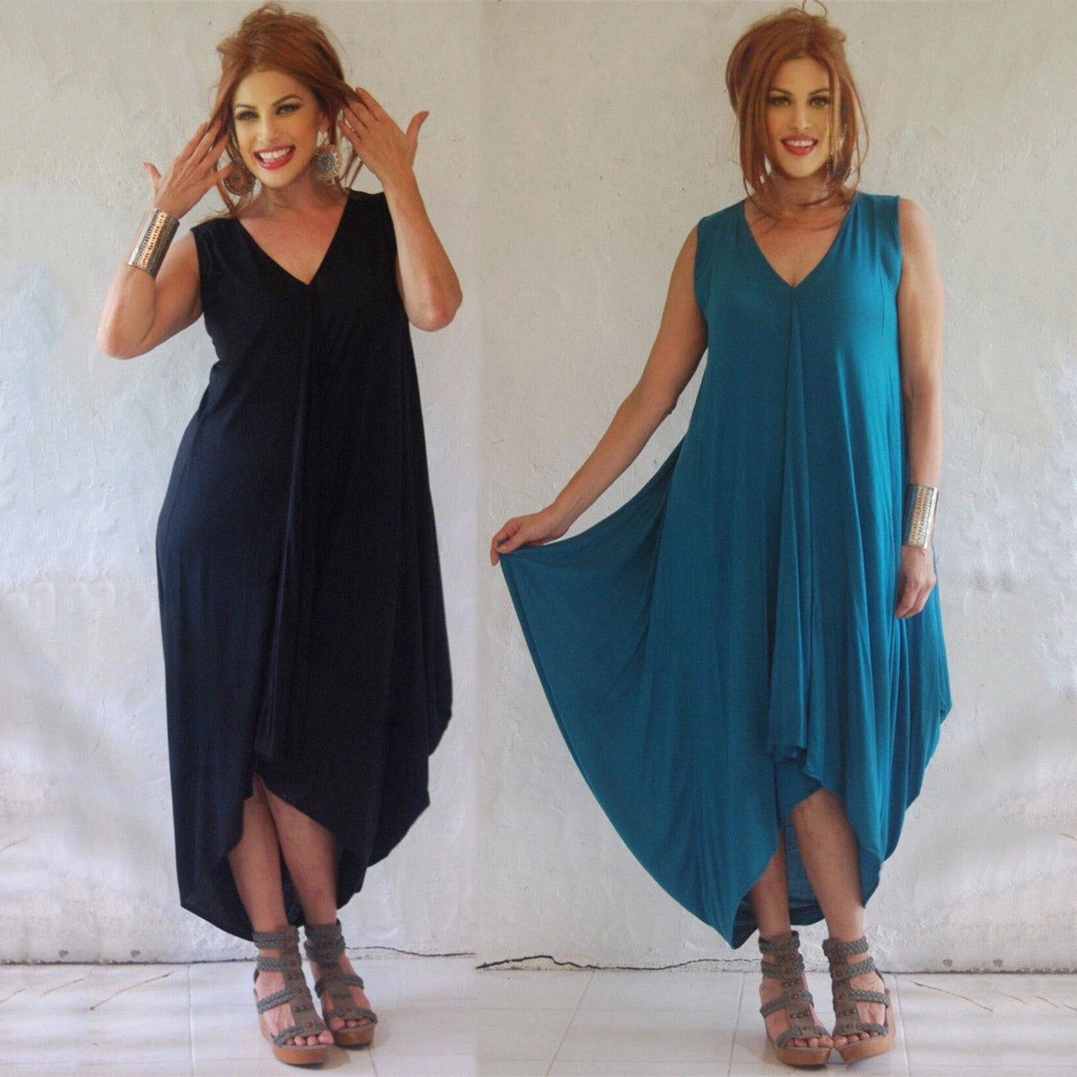 Alma Lagenlook Sleeveless Jersey 3/4 Length Dress Set - The Bohemian Closet