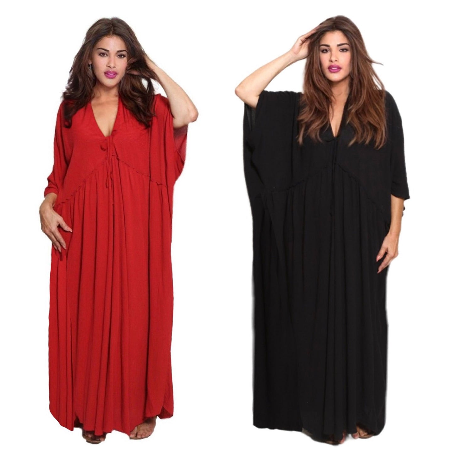 June Lounge Abaya Rayon Crinkle Boho Caftan Dress - The Bohemian Closet