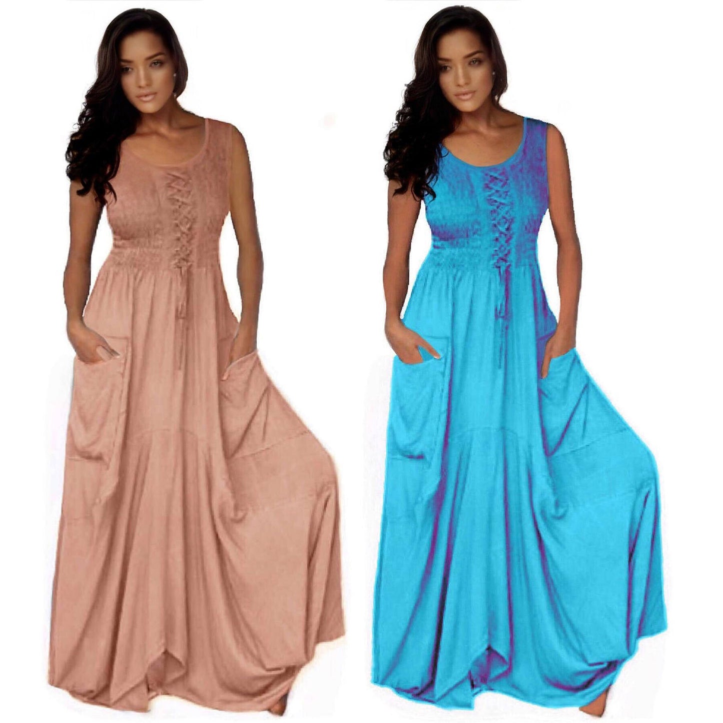 Presley Spaghetti Straps Boho Pockets Maxi Dress - The Bohemian Closet
