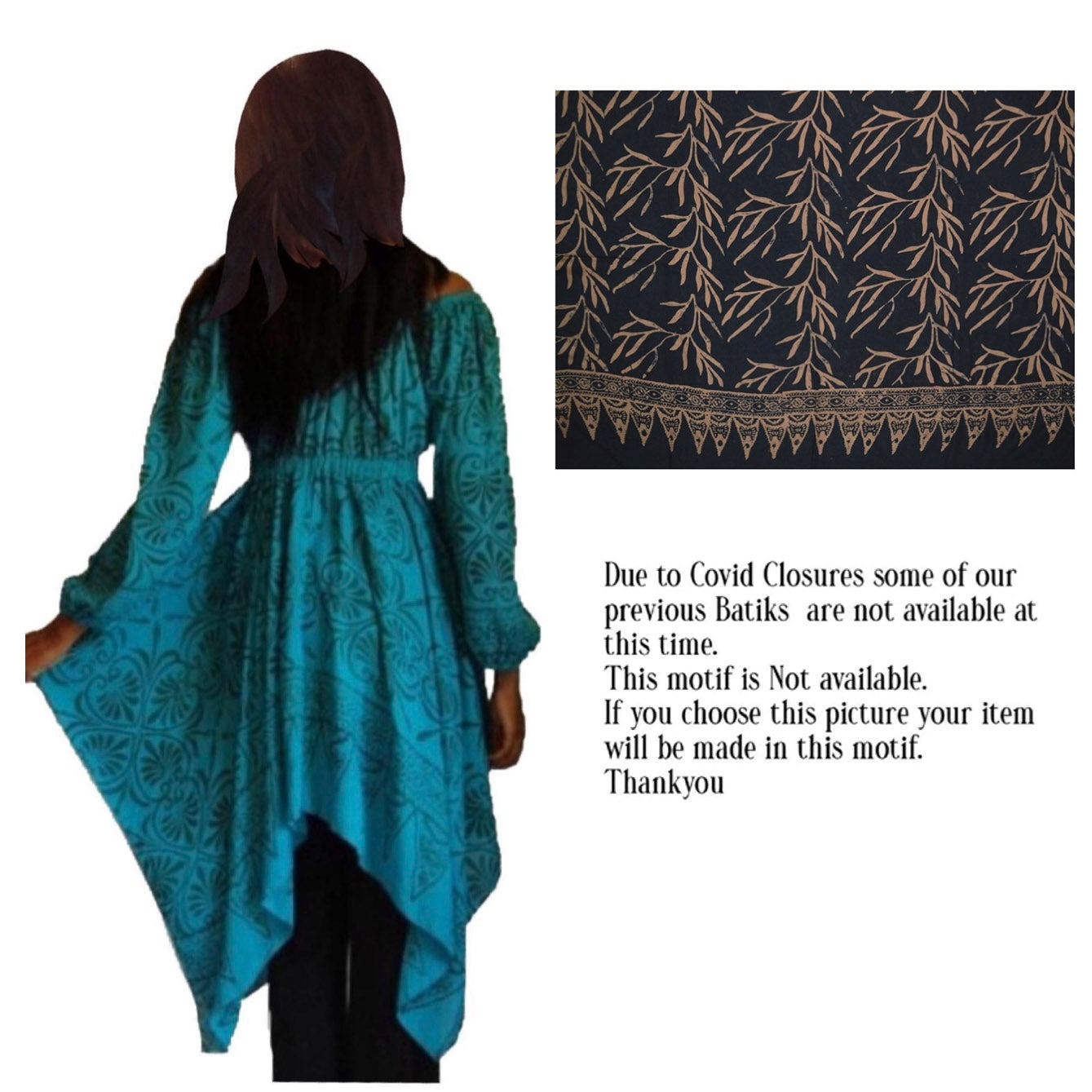 Layla Batik Print  with 3/4 Sleeves Peasant Gypsy Blouse - The Bohemian Closet