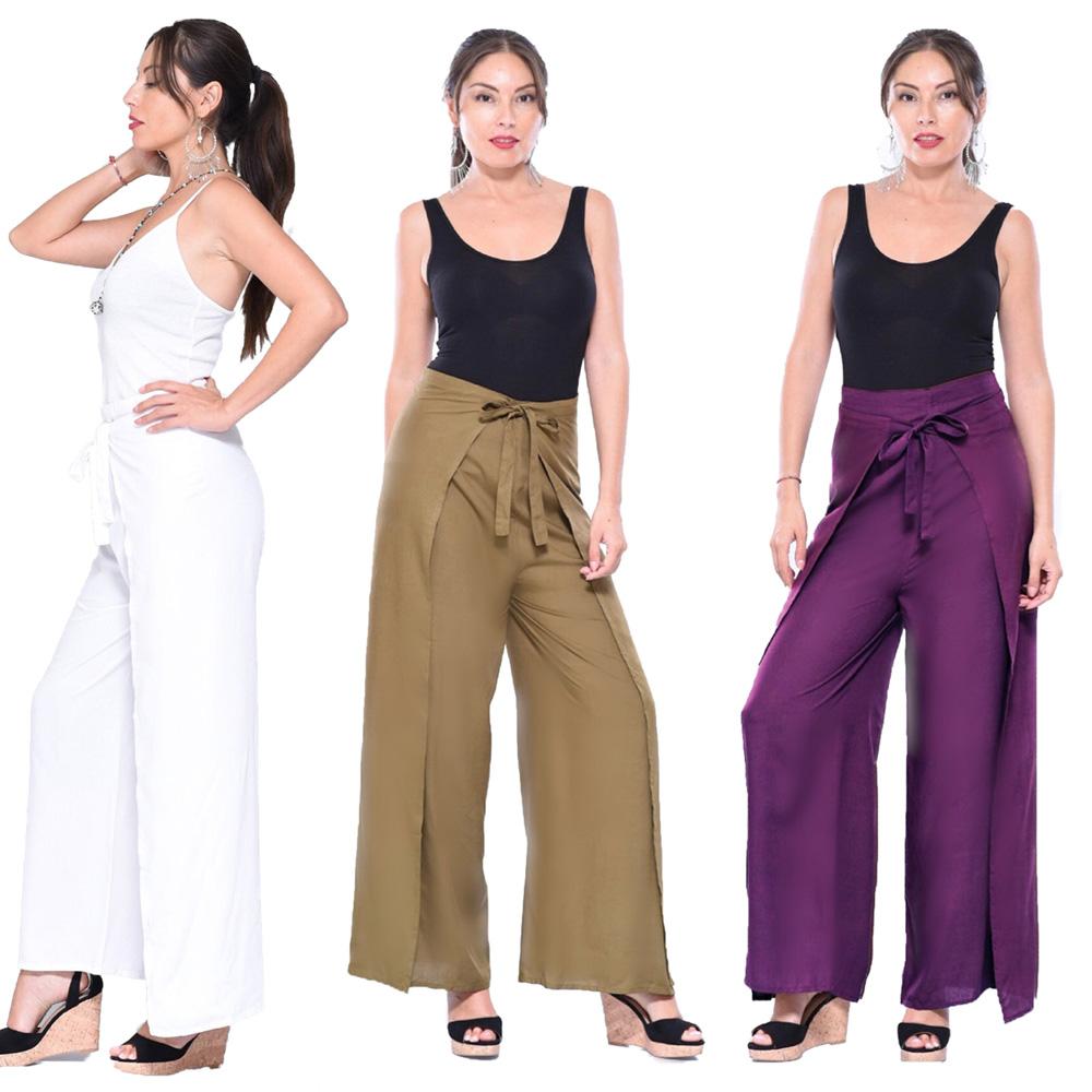 Nicole Wrap Tie Boho Wide Leg Pants - The Bohemian Closet