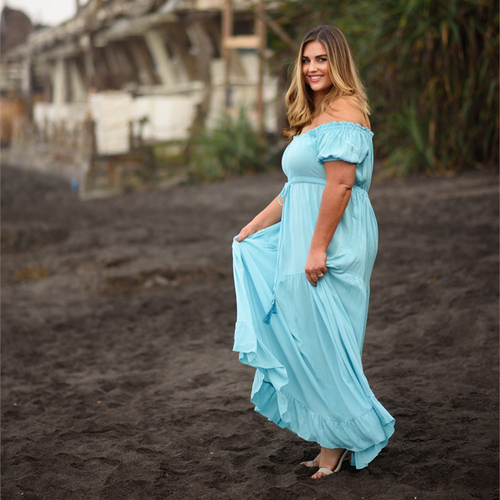 Nayeli Ruffled Short Sleeve Empire Waist Maxi Dress - The Bohemian Closet