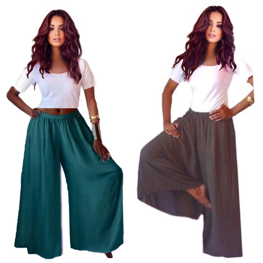 Maggie Gauchos Elastic Waist Palazzo Pants - The Bohemian Closet