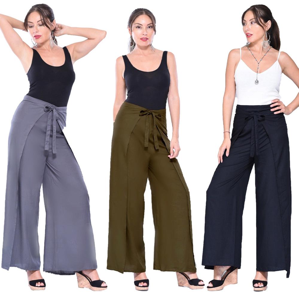 Nicole Wrap Tie Boho Wide Leg Pants - The Bohemian Closet