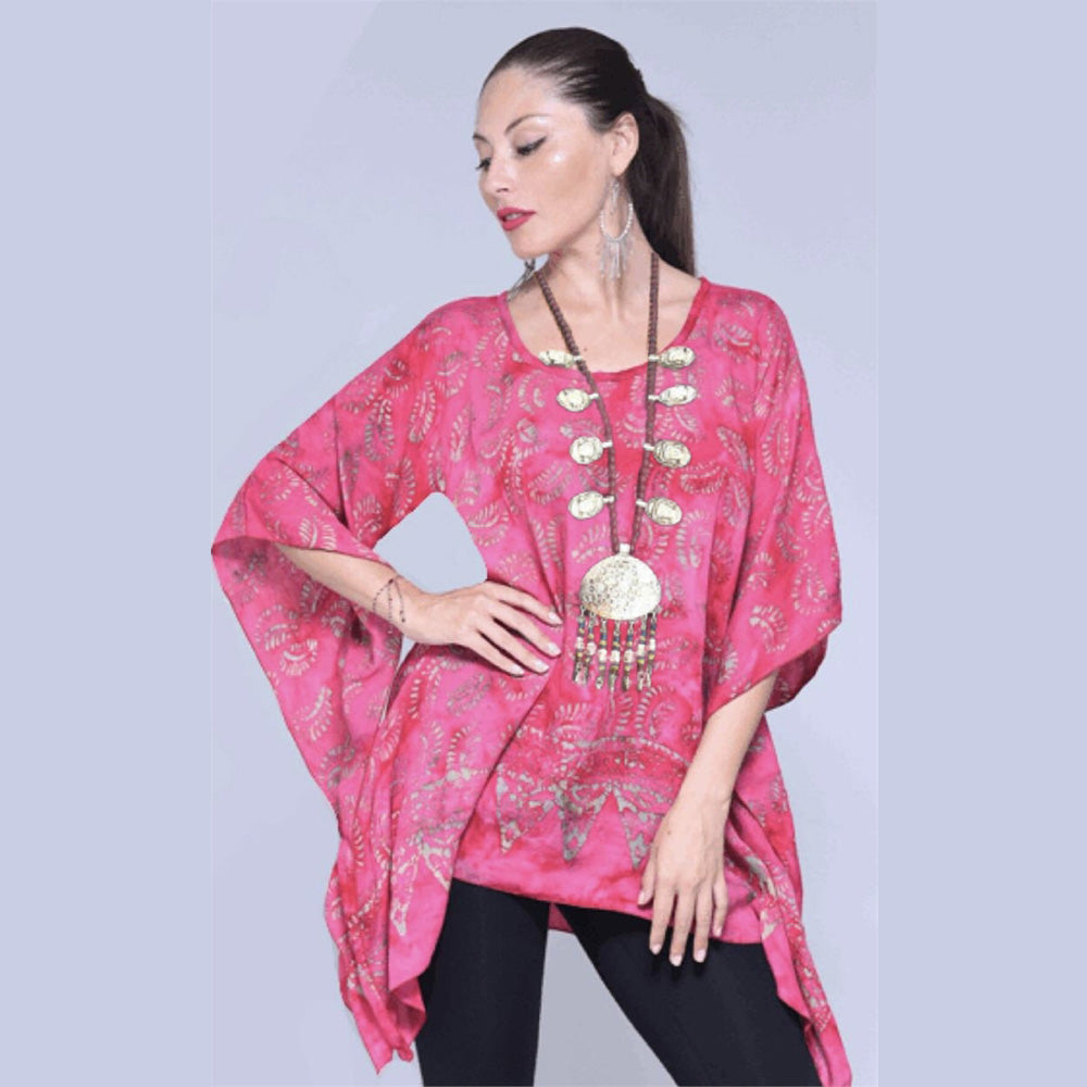 Naomi Boho 2 Hole Gauzy Batik Tunic Top - The Bohemian Closet