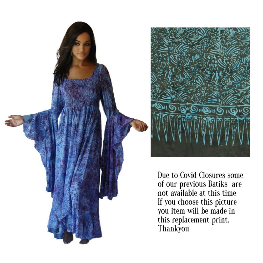 Marlee Ruffle Batik Empire Waist Wrap Maxi Dress - The Bohemian Closet