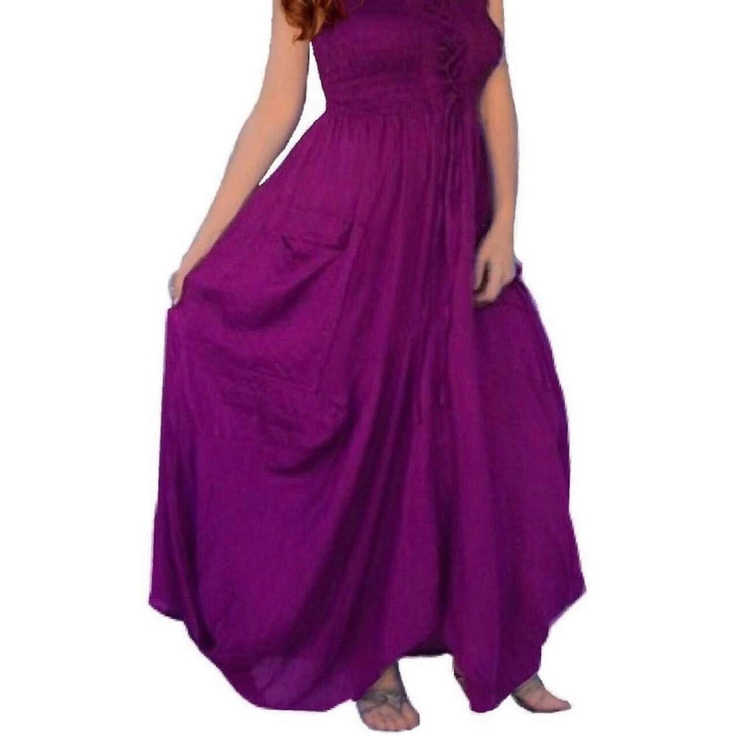 Crystal Smocked Bodice Spaghetti Strap Boho Maxi Dress - The Bohemian Closet
