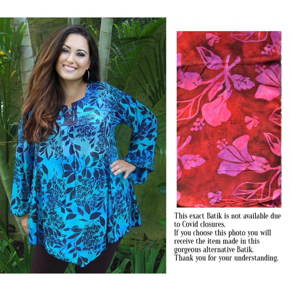 Sutton Bohemian Batik Lacing Square Neckline Blouse - The Bohemian Closet