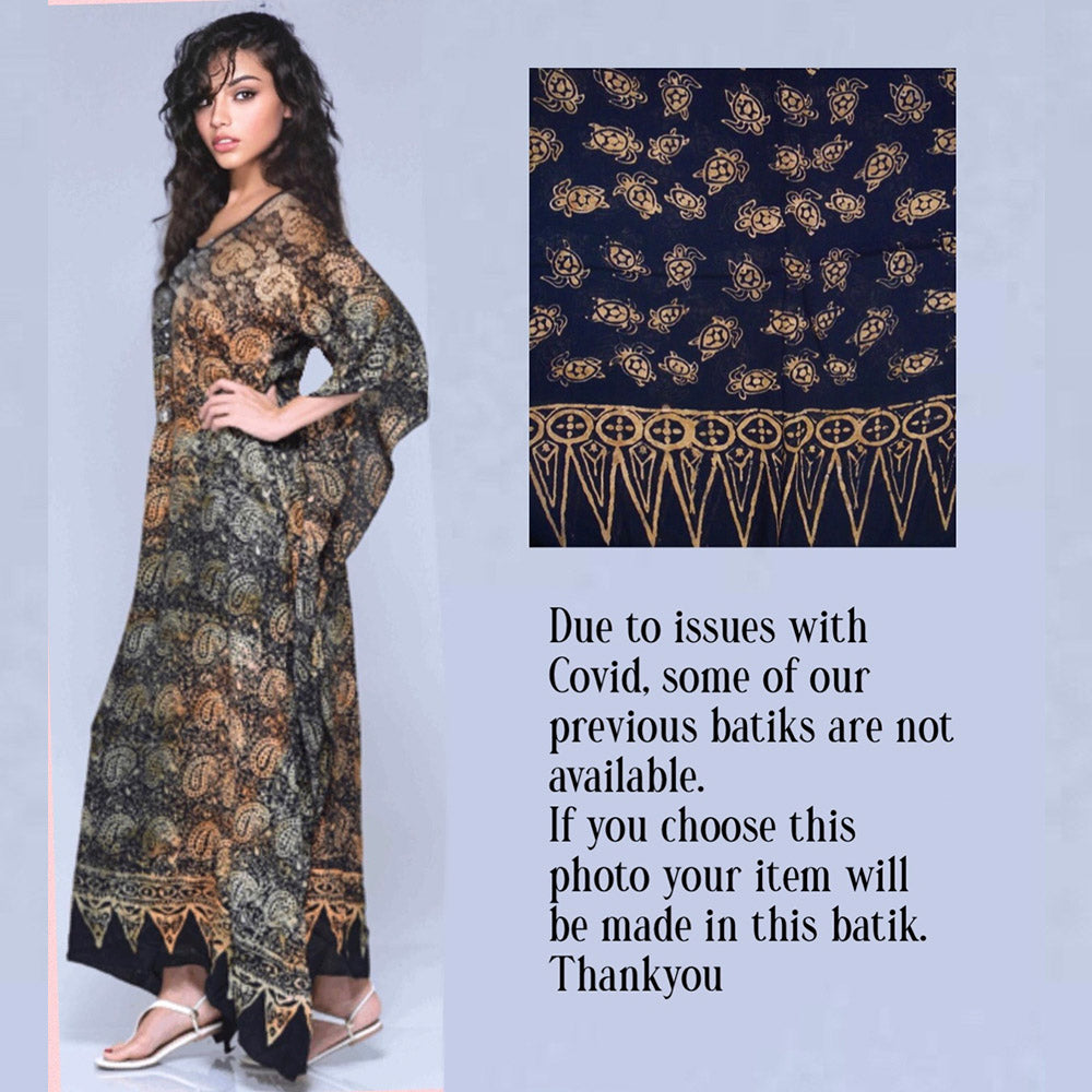 Vanessa Maxi Boho Dress Caftan – Gauzy Batik Figure Flattering - The Bohemian Closet