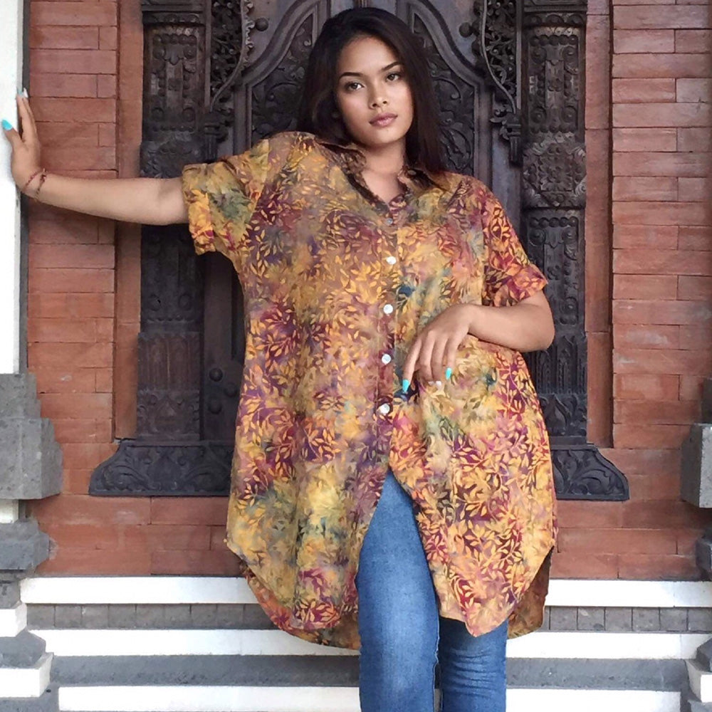 Harley Batik Shirt Long Cut Blouse - The Bohemian Closet