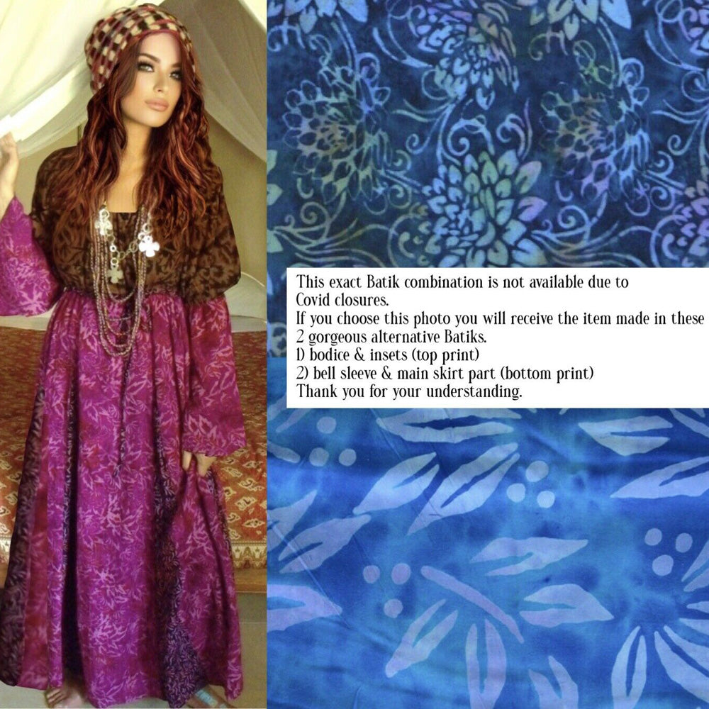 Kayleigh Gypsy Dress Batik Empire Maxi Dress - The Bohemian Closet