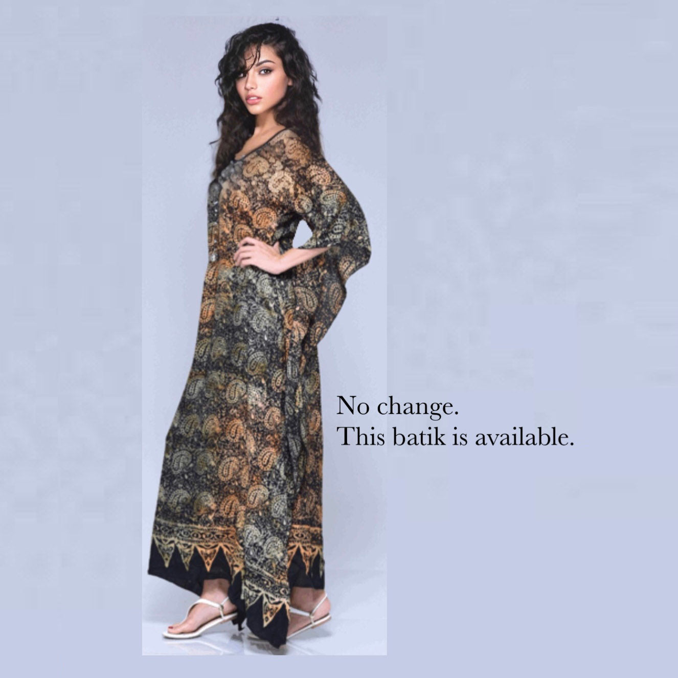 Alicia Gauzy Batik Flattering Caftan Boho Maxi Dress - The Bohemian Closet