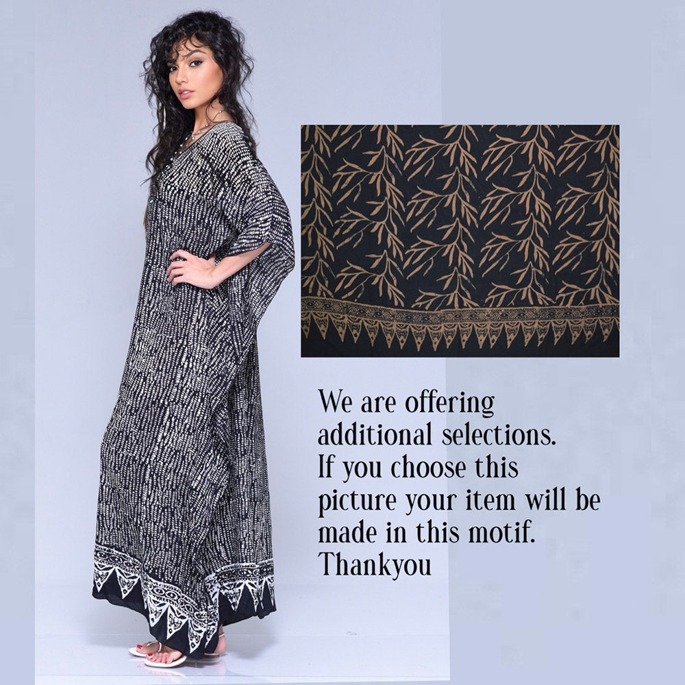Vanessa Maxi Boho Dress Caftan – Gauzy Batik Figure Flattering - The Bohemian Closet