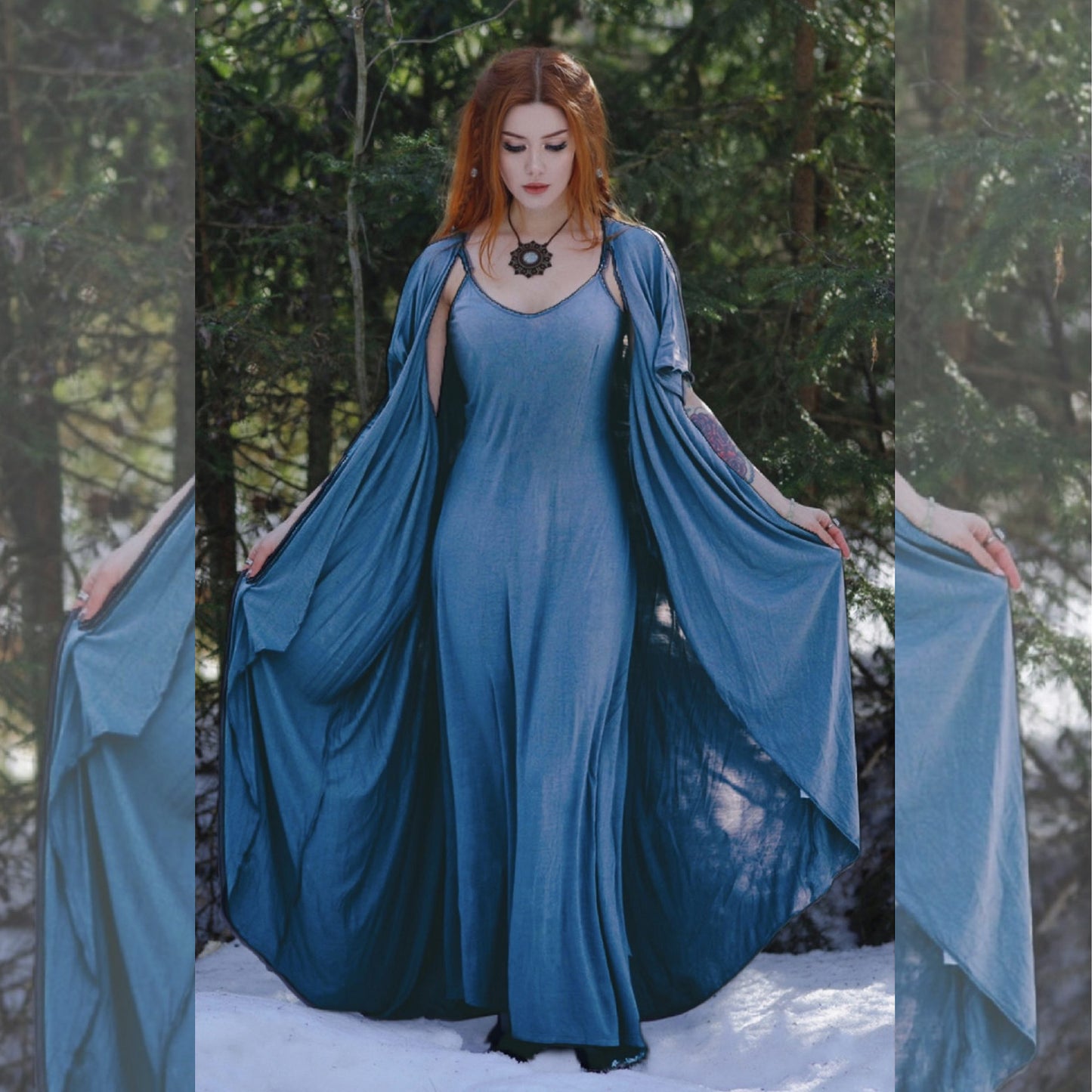 Monroe Jersey Stretch Asymmetrical Dress and Jacket Outfit - The Bohemian Closet