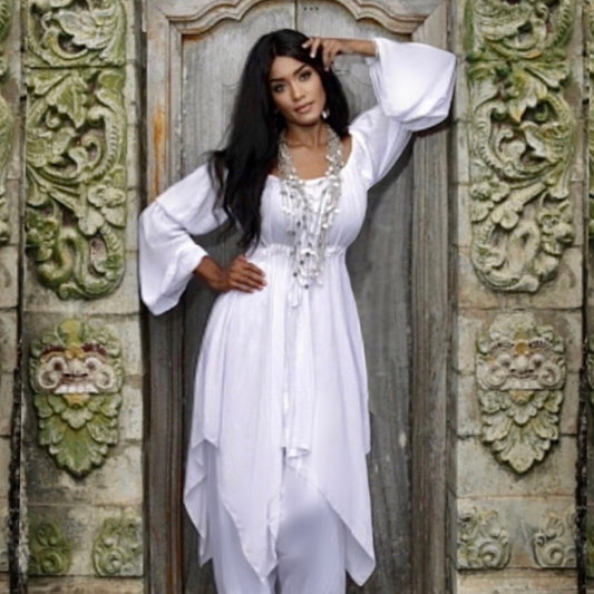 Lilah Asymmetric Hem Bohemian Blouse or Short Dress - The Bohemian Closet