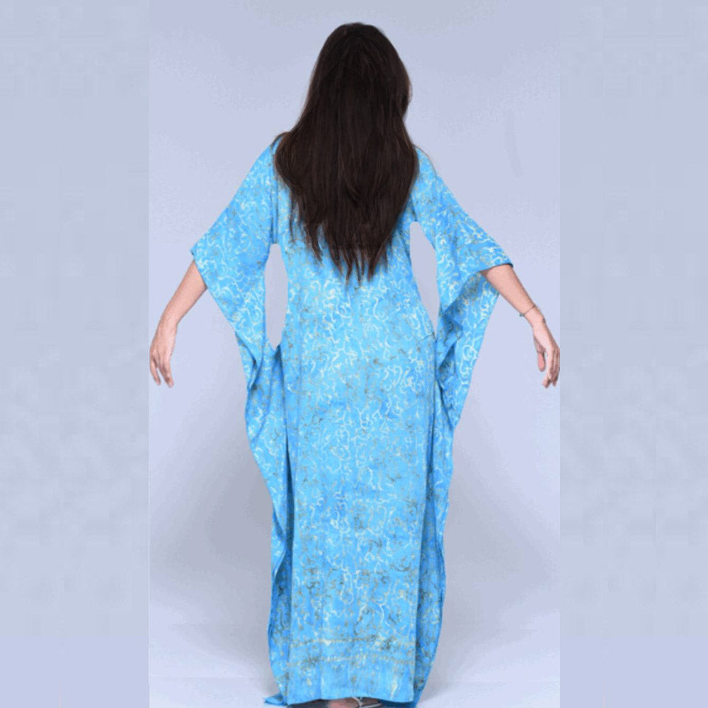 Vanessa Maxi Boho Dress Caftan – Gauzy Batik Figure Flattering - The Bohemian Closet