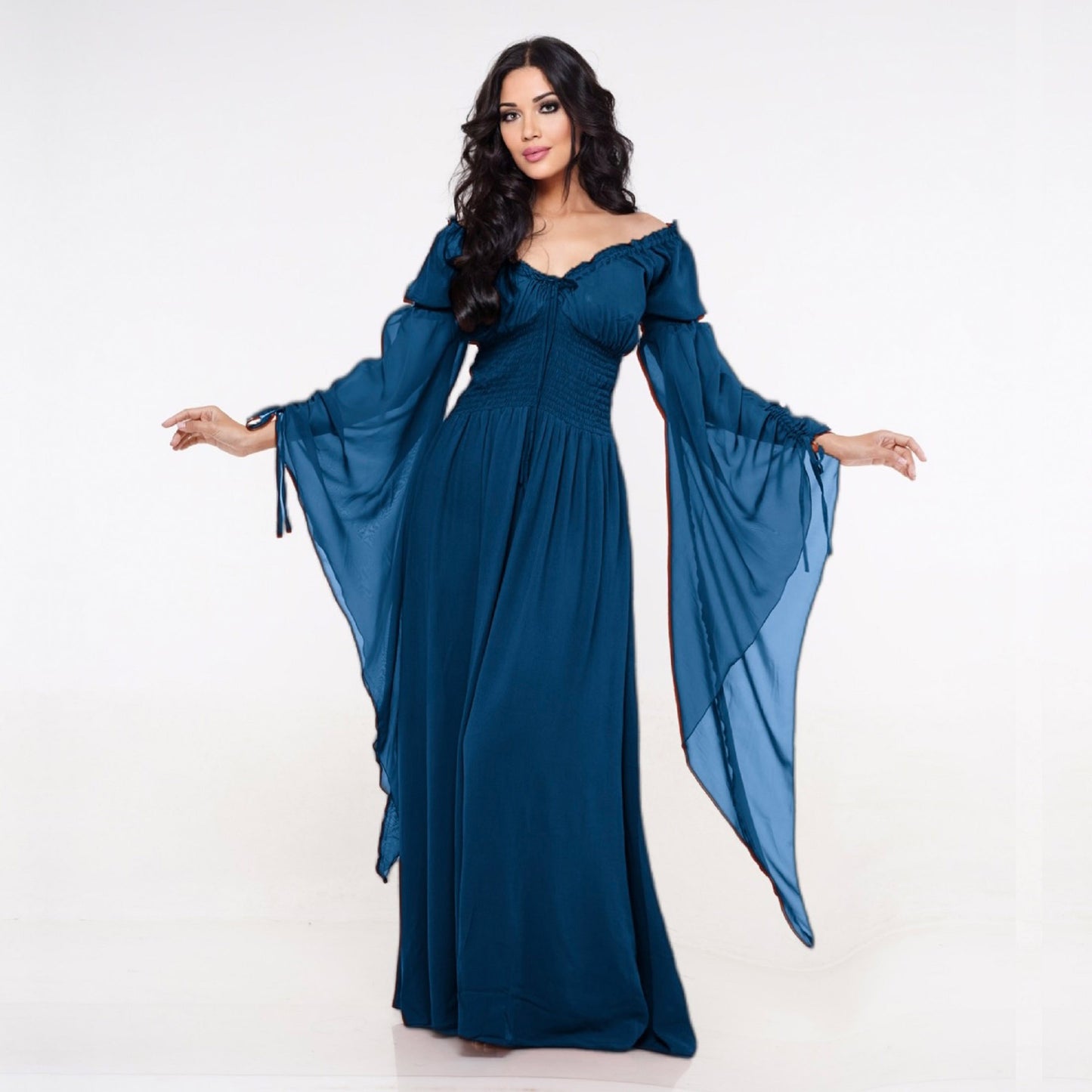 Clarissa Flowing Sleeve Renaissance Romantic Maxi Dress - The Bohemian Closet