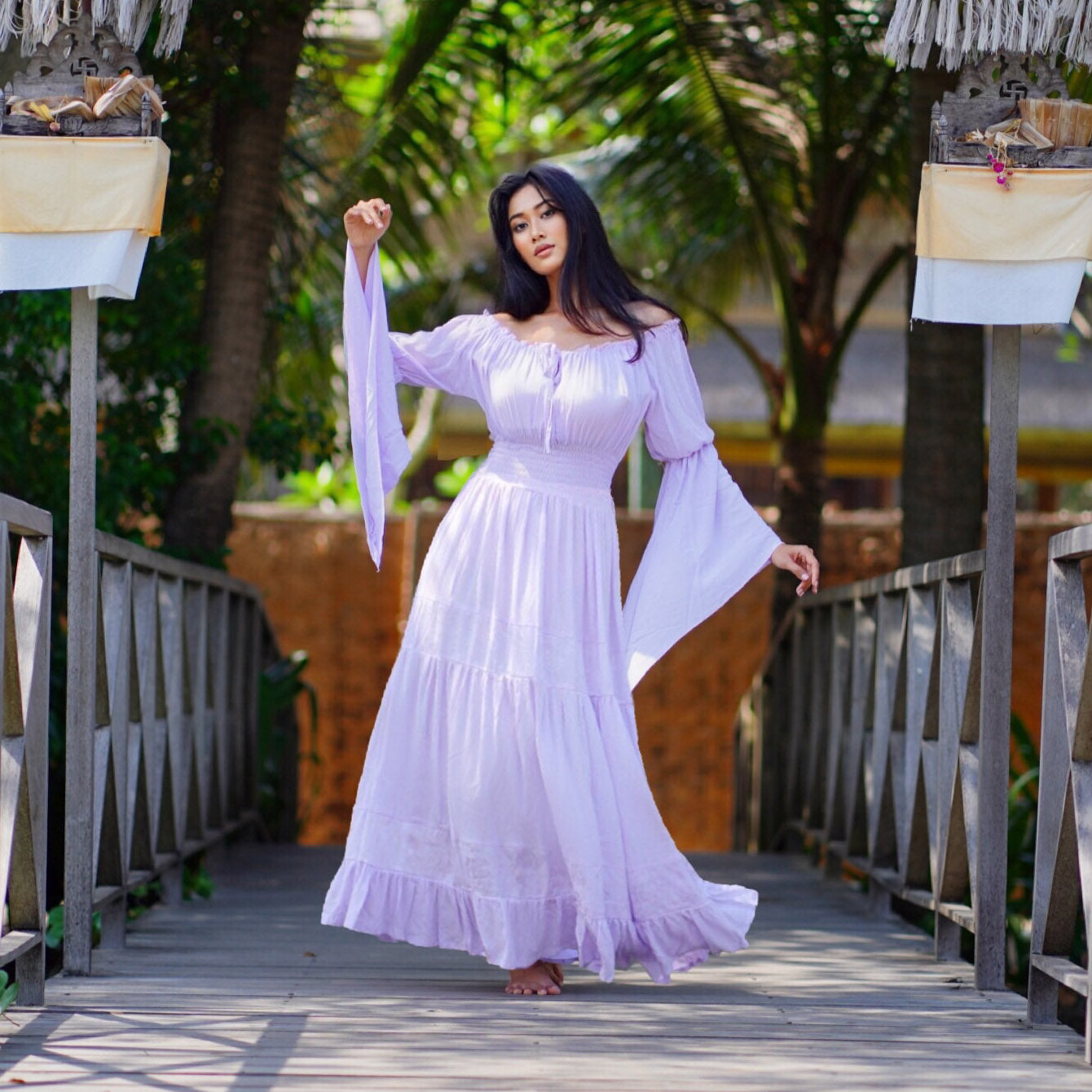 Elsa Renaissance Bell Sleeves Elasticized Waist Maxi Dress - The Bohemian Closet