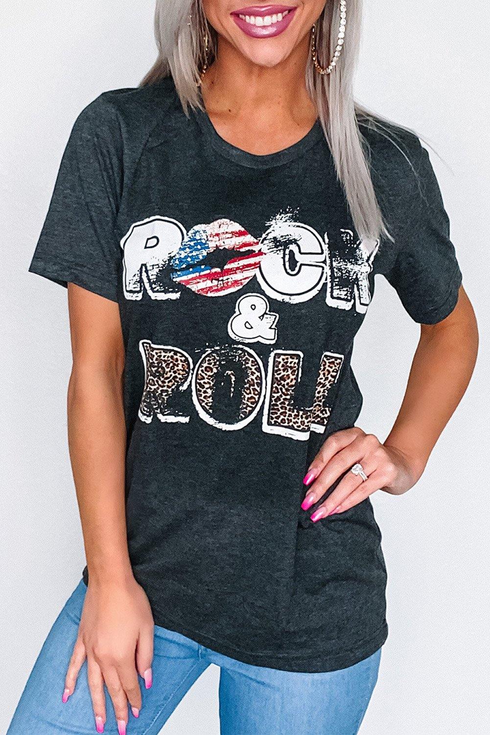 Zoey Rock Grey White Tee - The Bohemian Closet