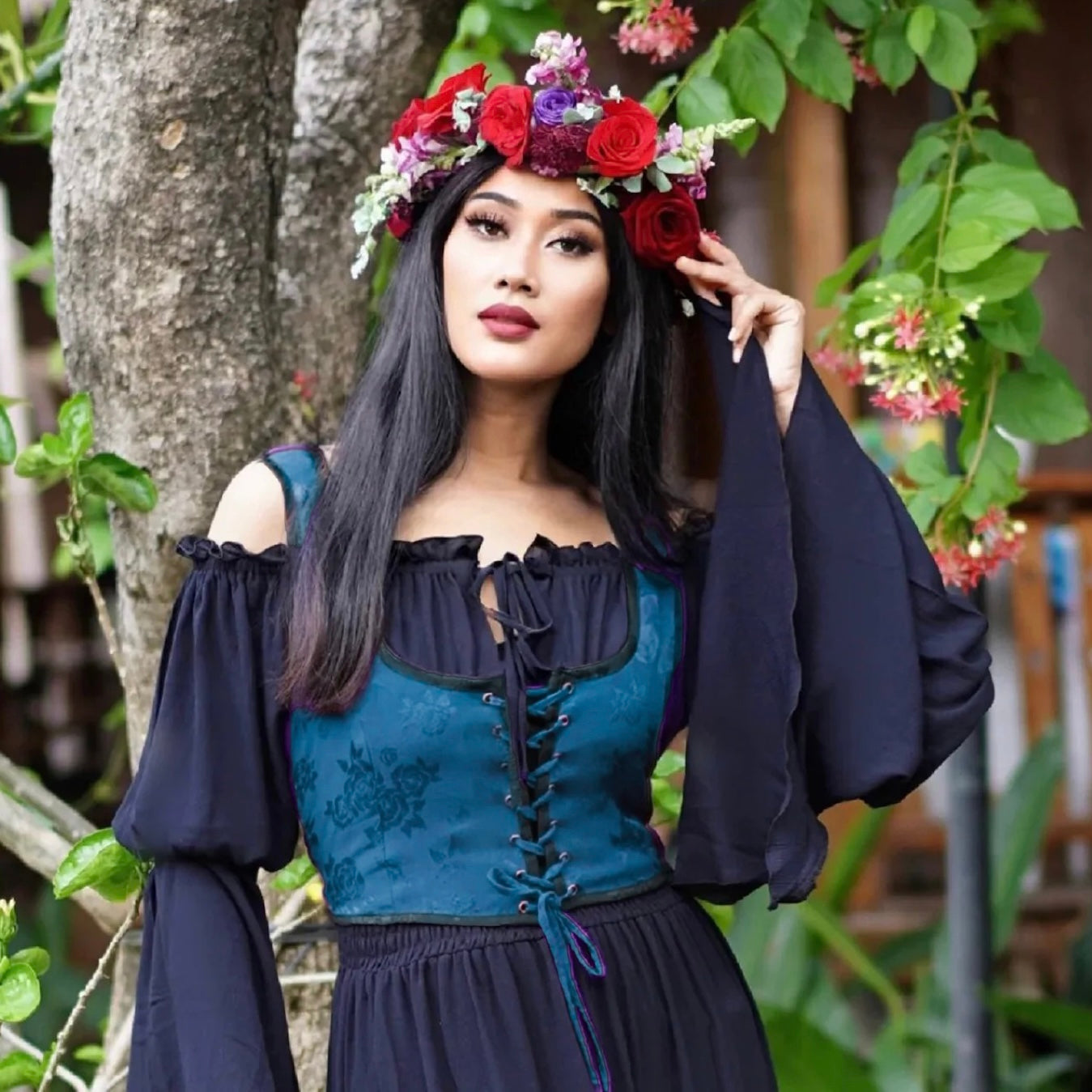 Emberlynn Ren Faire Lacing Vest Renaissance Corset Top - The Bohemian Closet