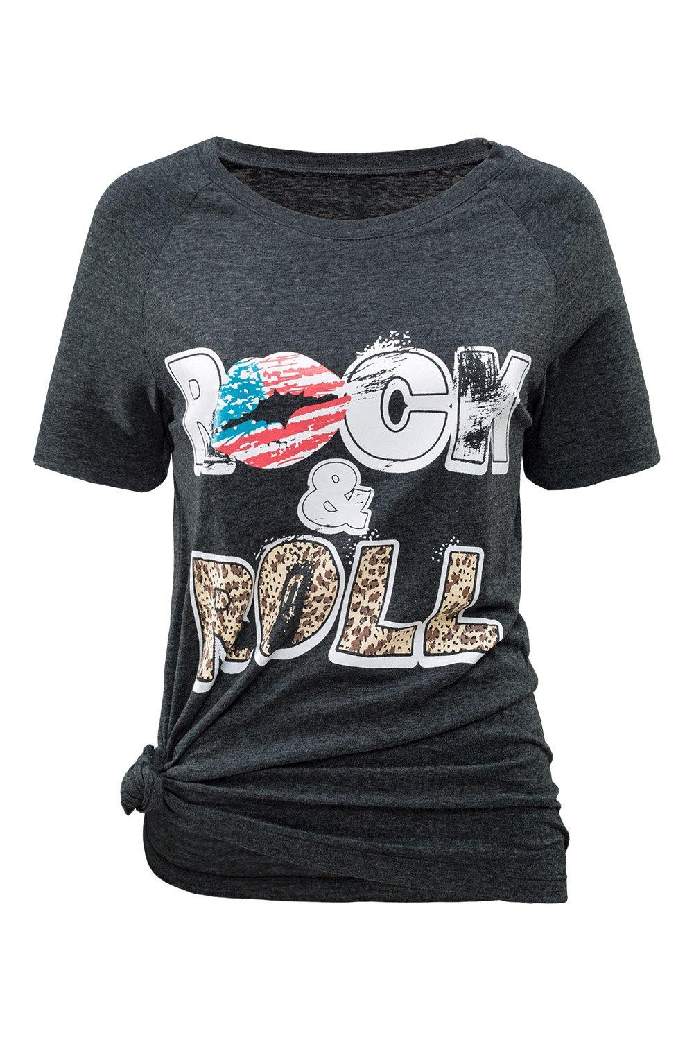 Zoey Rock Grey White Tee - The Bohemian Closet