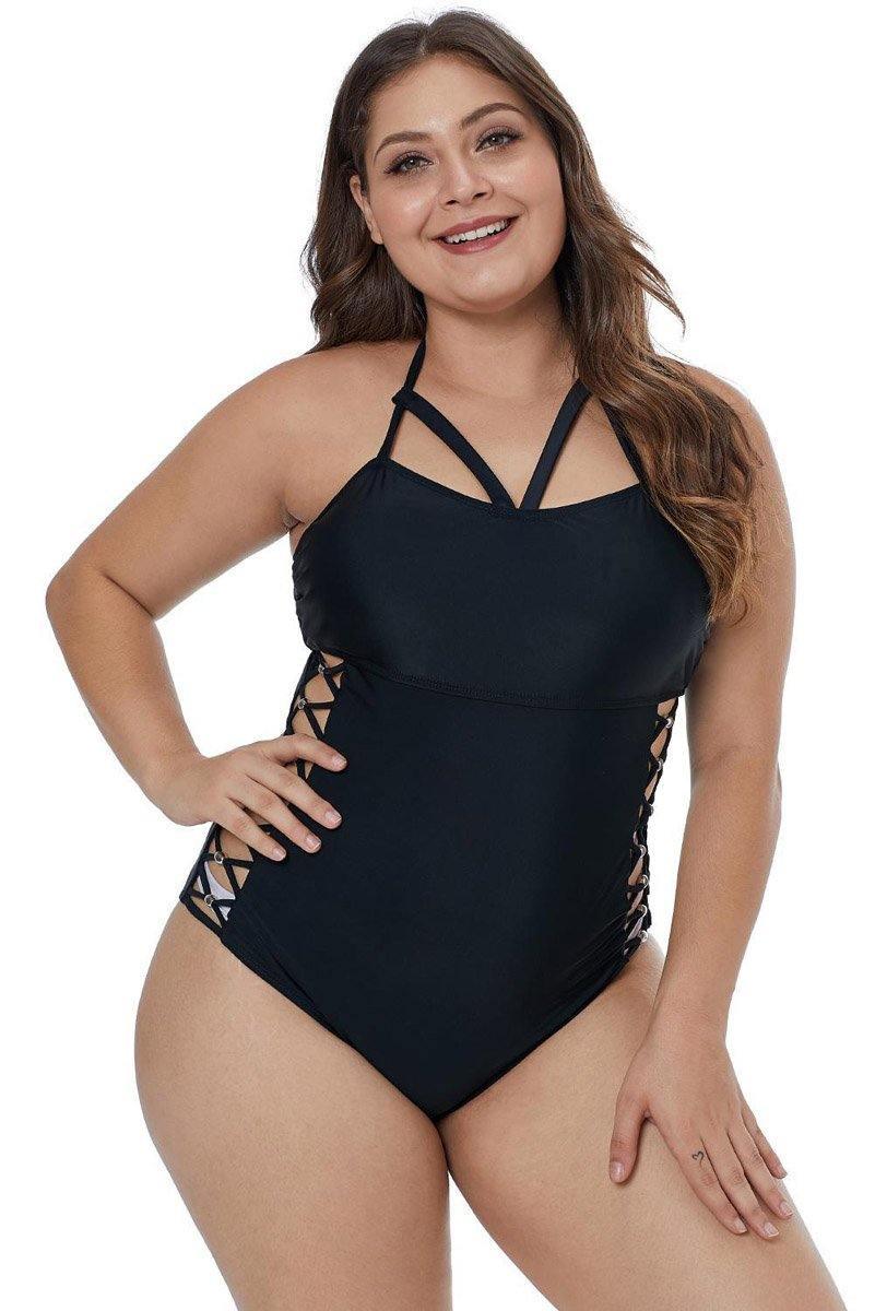 Isabelle Crisscross Hollow-out Side Maillot Black Swimsuit - The Bohemian Closet