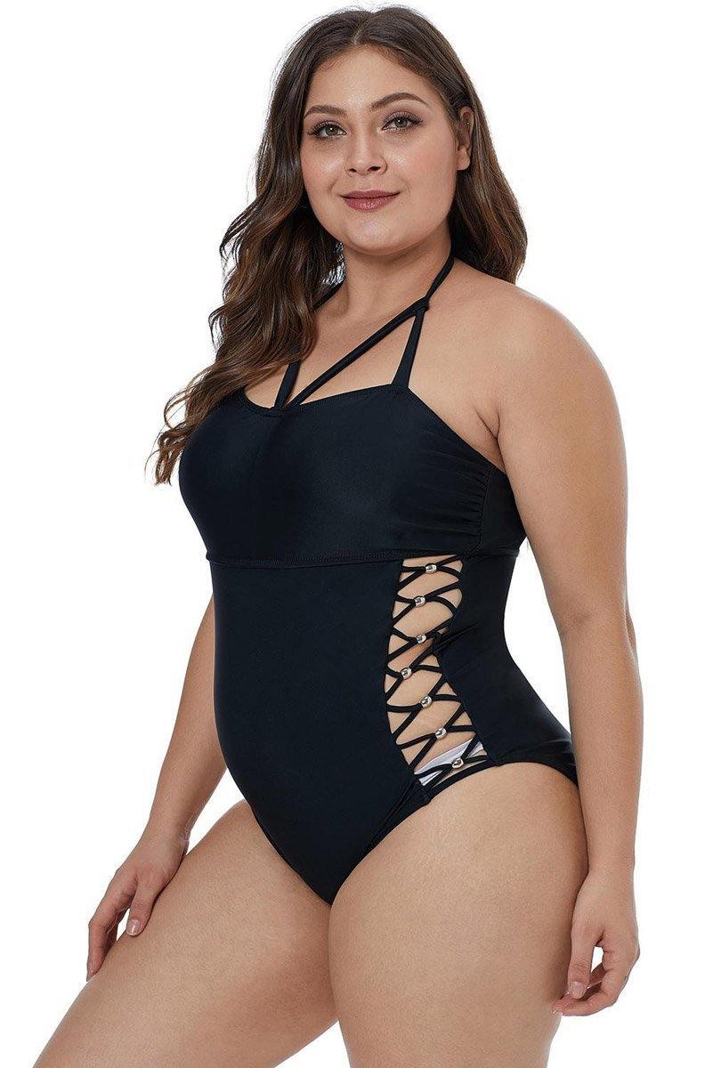 Isabelle Crisscross Hollow-out Side Maillot Black Swimsuit - The Bohemian Closet