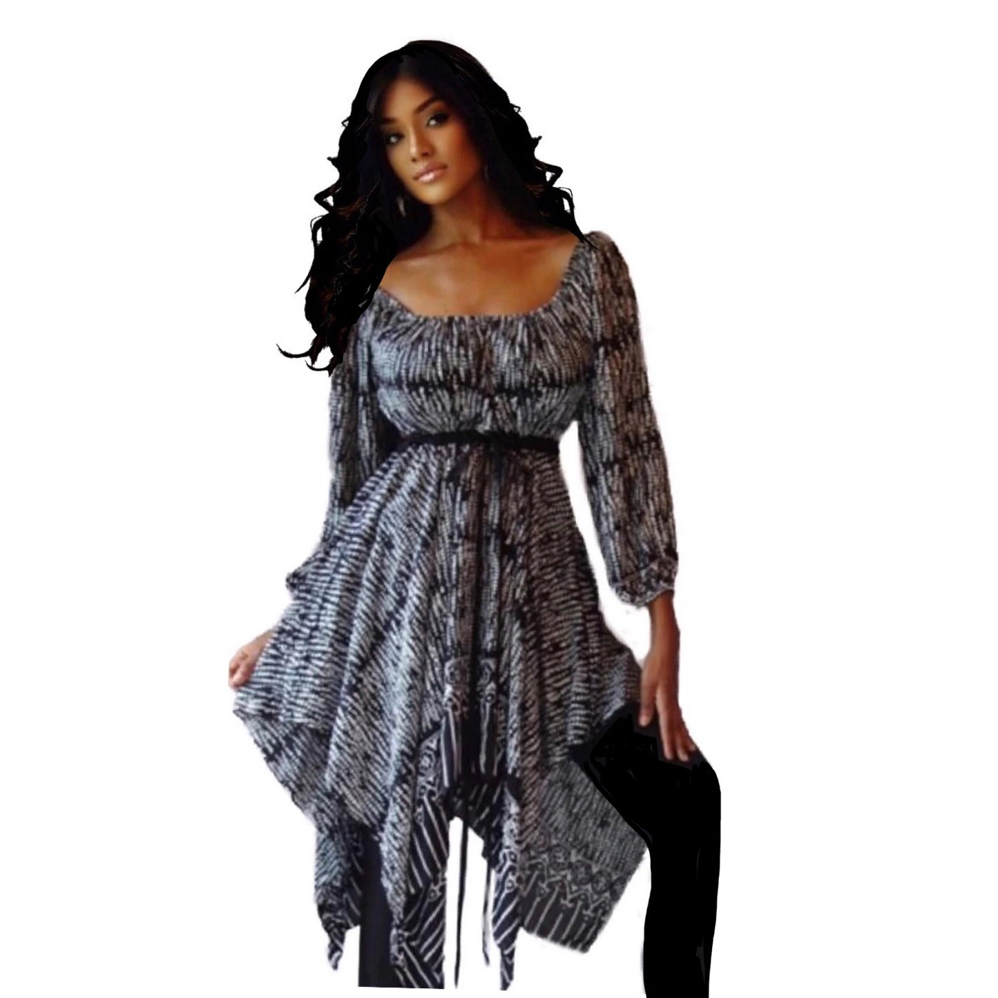 Layla Batik Print with 3/4 Sleeves Peasant Gypsy Blouse - The Bohemian Closet