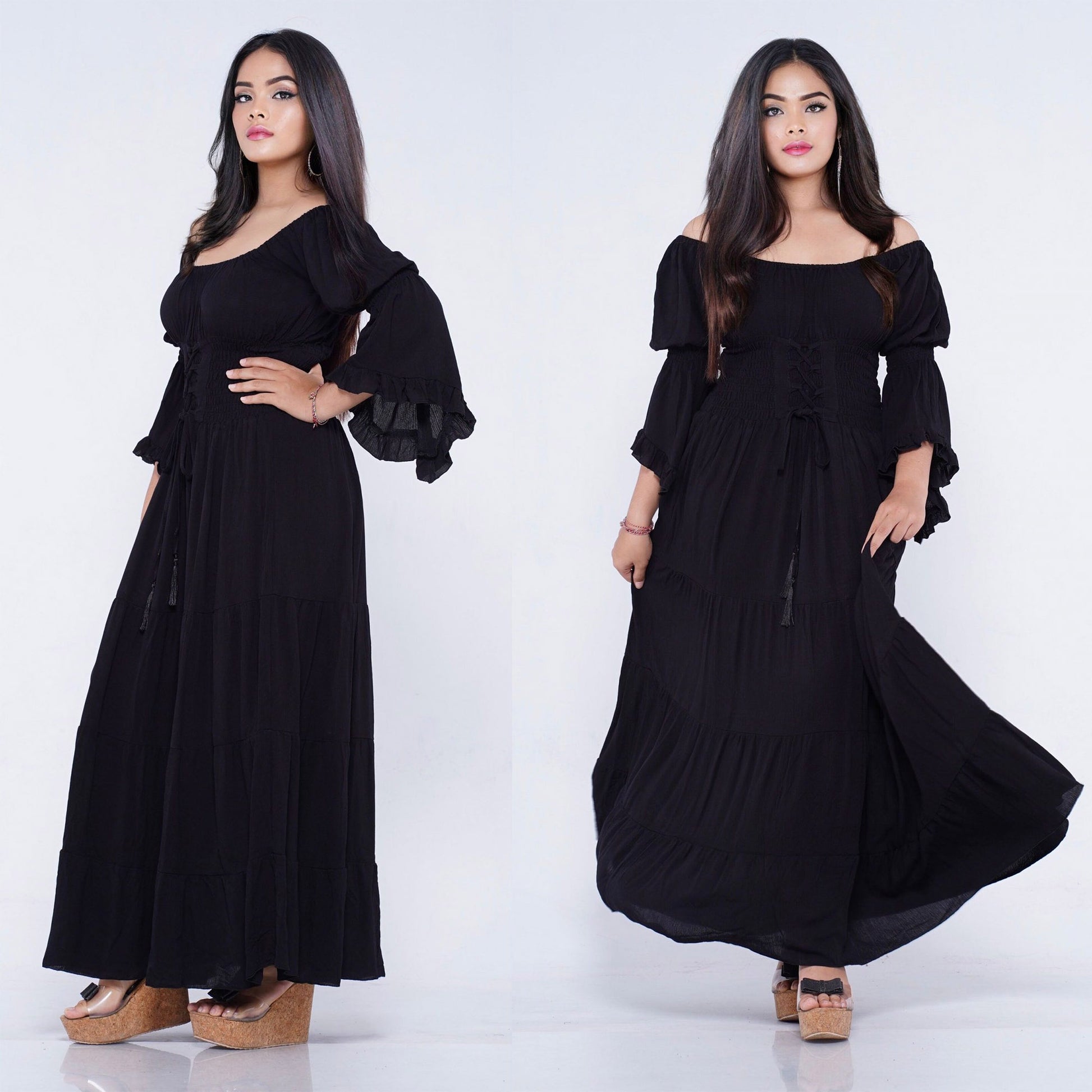 Iliana On Off Shoulder Corset Boho Dress - The Bohemian Closet