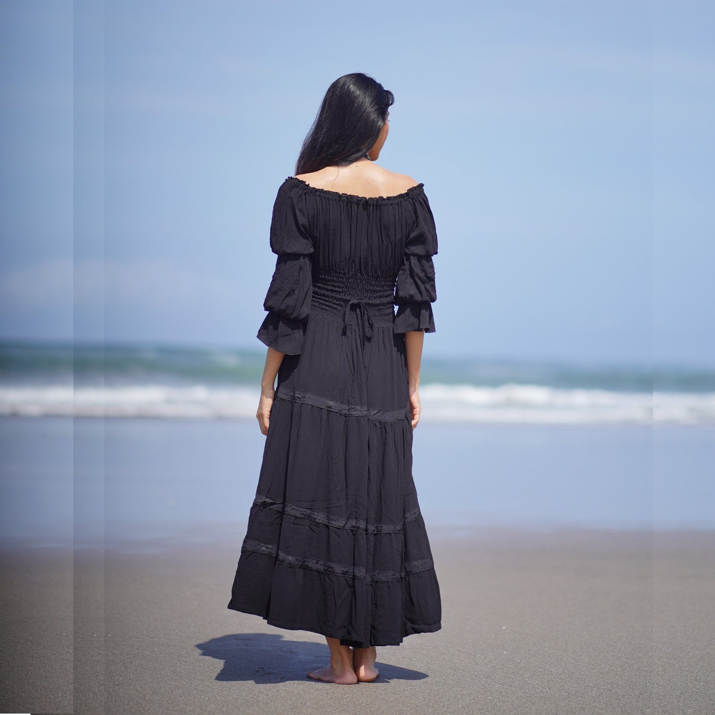 Nellie Cottagegoth Dress Cottagecore Maxi Peasant Mexican - The Bohemian Closet
