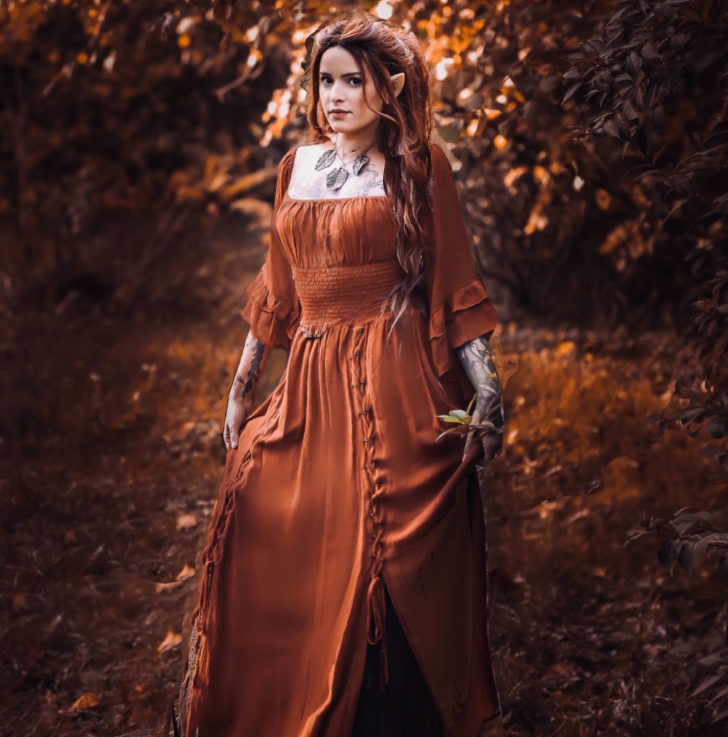 Rylan Smocked Waist Square Neckline Ren Faire Maxi Dress - The Bohemian Closet