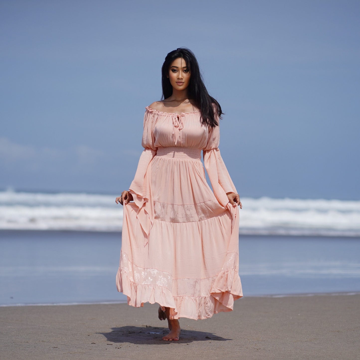 Elsa Renaissance Bell Sleeves Elasticized Waist Maxi Dress - The Bohemian Closet